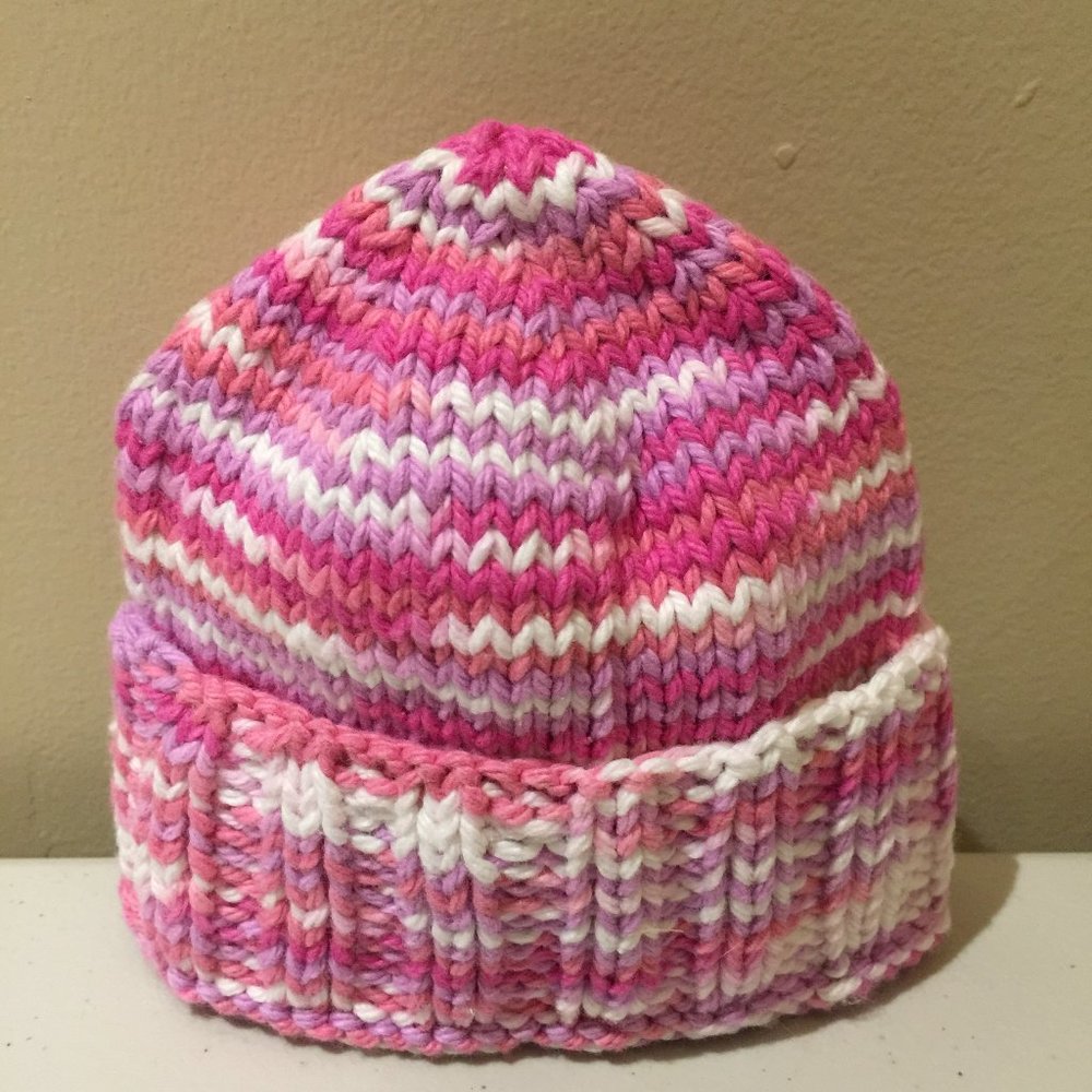 Hand Knit Newborn Baby Infant Winter Hat Beanie Handmade Pink Mauve Brand New
